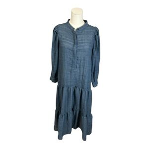 Heidi Merrick Lightweight Light Blue Gauze Cotton Peasant Size Large